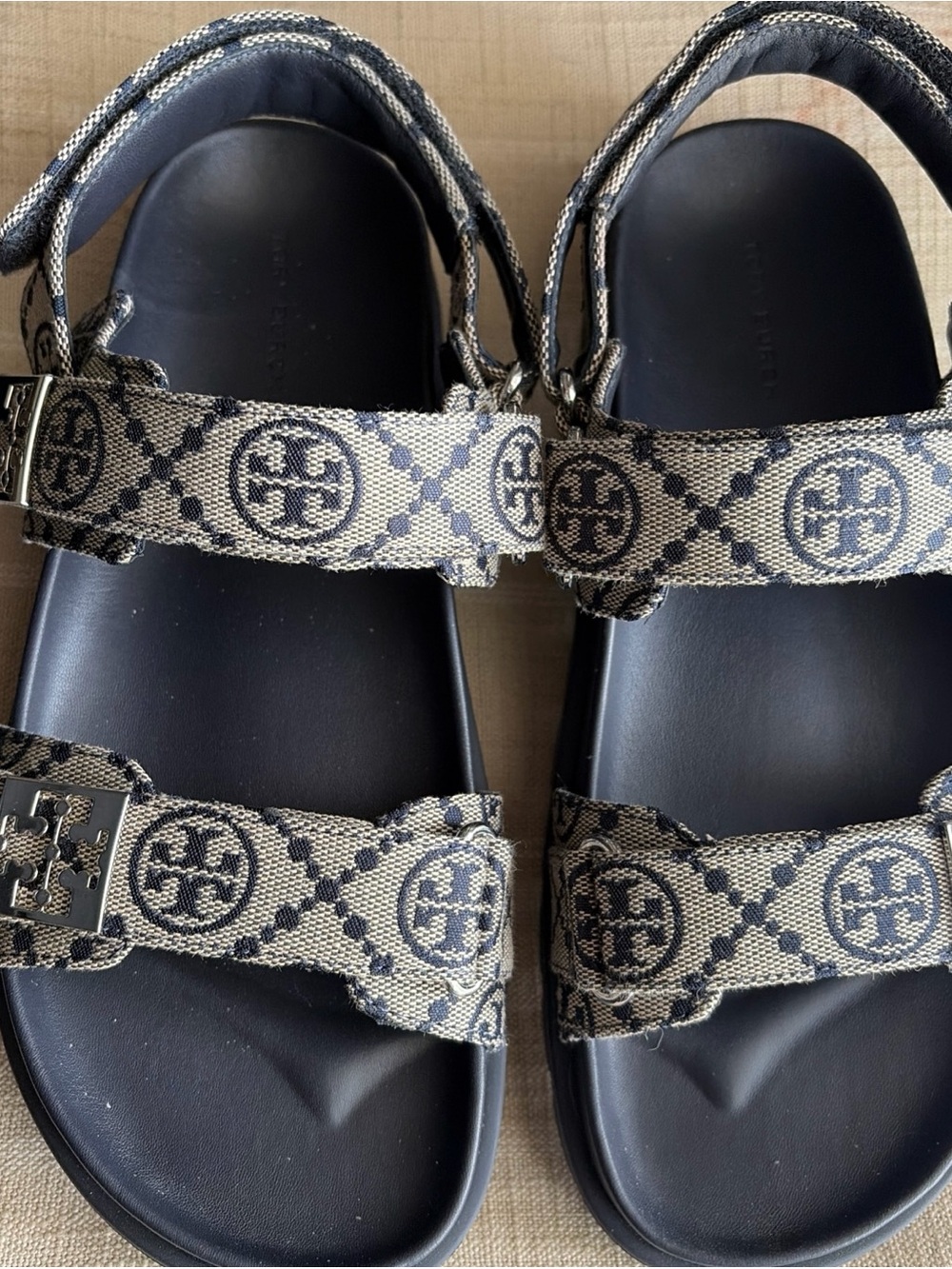 Tory Burch Monogram Canvas Strap Sandals